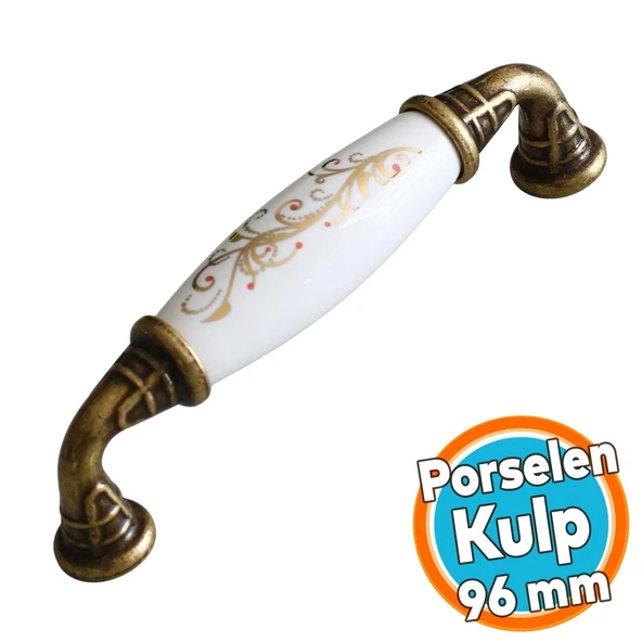 Porselen Eskitme Antik Sarı 96 mm Mobilya Mutfak Çekmece Dolap Dolabı Kulpu Kulbu Kulpları