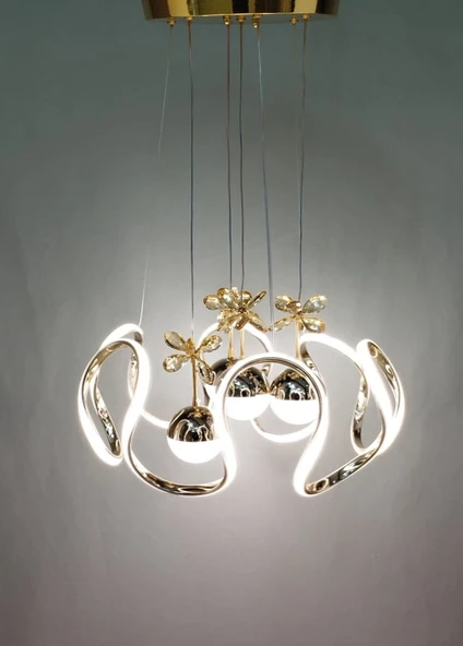 4 TOPLU 3 RENK LED AVİZE GOLD