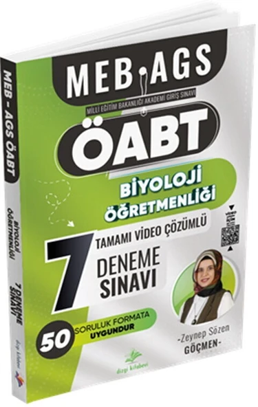 Dizgi Kitap 2025 MEB AGS ÖABT Biyoloji Öğretmenliği Tamamı Video Çözümlü 7 Deneme Sınavı