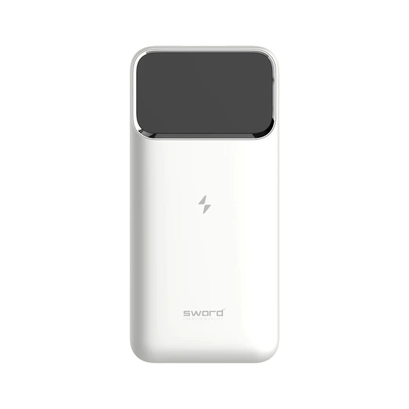 SWORD 10.000mAh Kablosuz Powerbank 22.5W PD&QC Hızlı Şarj Type-C+USB+Wireless Beyaz SW-WQ11 - 5