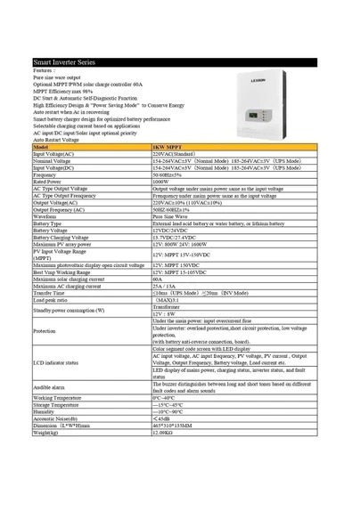 Lexron 1 Kw 1000 Watt 12 Volt Mppt Akıllı Inverter - 2