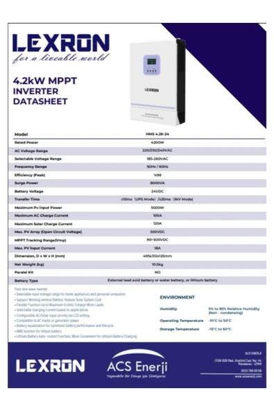 Lexron 4.2KW MPPT 90-500V PV INPUT INVERTER - 4