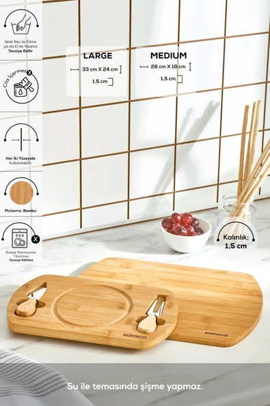 Karaca Lily Bamboo 2'li Pro Kesme Ve Sunum Tahtası 28/33 cm