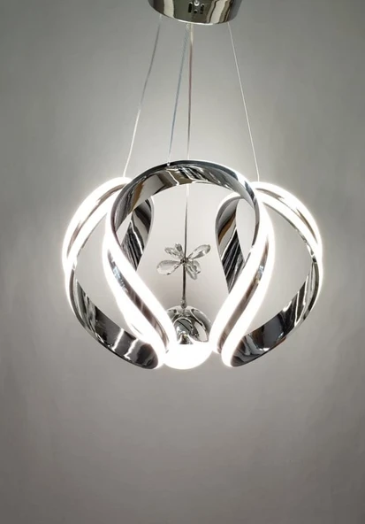 ÇİFT ŞERİTLİ MODERN LED AVİZE KROM