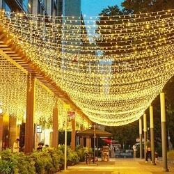 Yılbaşı aydınlatması hareketli LED Perde Dış mekan hortum Soğuk Beyaz Işık Dekoratif 10mt. yeşil kablolu Süs - 6