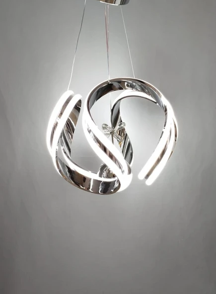 ÇİFT ŞERİTLİ MODERN LED AVİZE KROM - 3