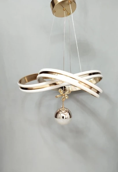 3 RENK ÇİFT ŞERİT MODERN LED AVİZE GOLD - 4