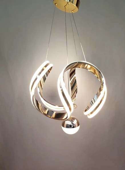 ÇİFT ŞERİTLİ MODERN LED AVİZE GOLD - 2