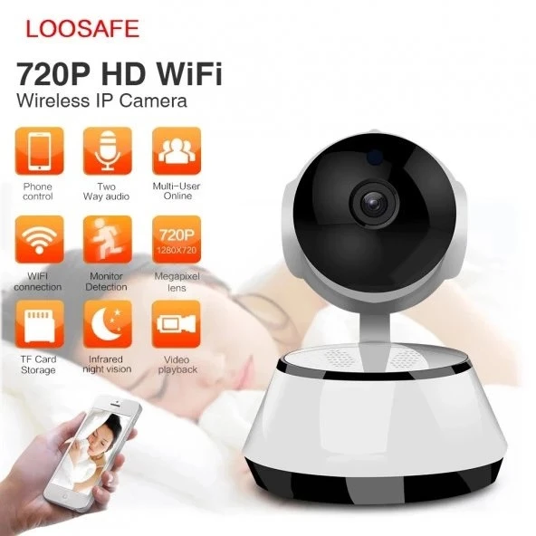 ARIZALI Güvenlik Kamerasi ,Kablosuz Online Application Hareketli Sensörlü Kamera 355 Derece Sesli Mikrofon - 2