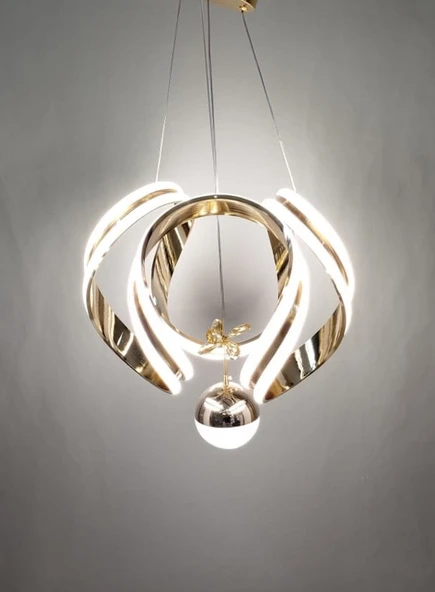 ÇİFT ŞERİTLİ MODERN LED AVİZE GOLD