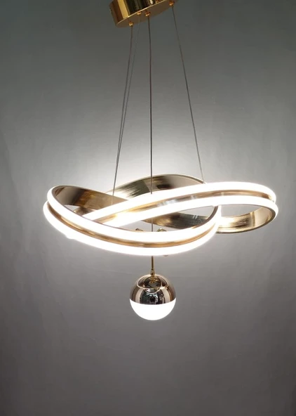 3 RENK ÇİFT ŞERİT MODERN LED AVİZE GOLD - 1