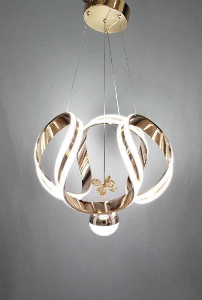 ÇİFT ŞERİTLİ MODERN LED AVİZE GOLD - 3