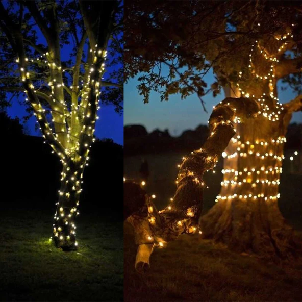 Yılbaşı aydınlatması hareketli LED Perde Dış mekan hortum Soğuk Beyaz Işık Dekoratif 10mt. yeşil kablolu Süs - 8