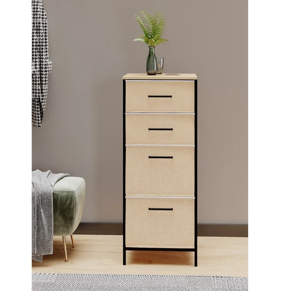 Çok Amaçlı Dolap 4 Çekmeceli Komodin Sehpa Çam 1613 - 3