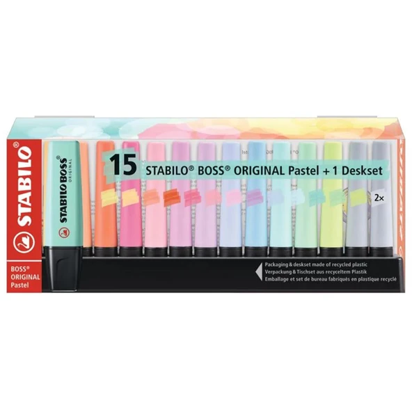 Stabilo Fosforlu Kalem Boss Orıgınal Pastel 15 Li 7015-02 ürün görseli