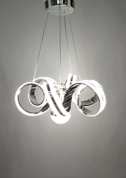 2 ŞERİTLİ MODERN LED AVİZE KROM