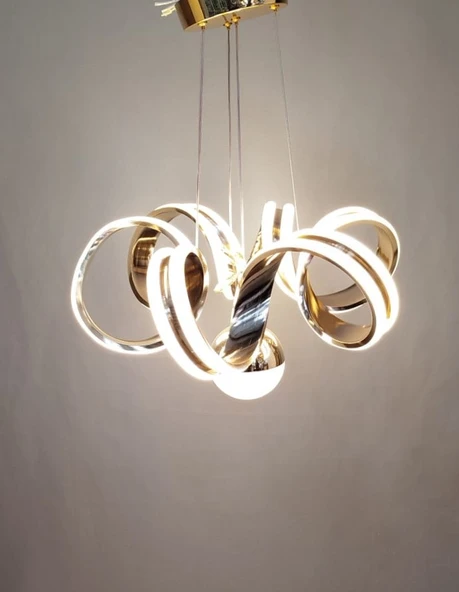 2 ŞERİTLİ MODERN LED AVİZE GOLD