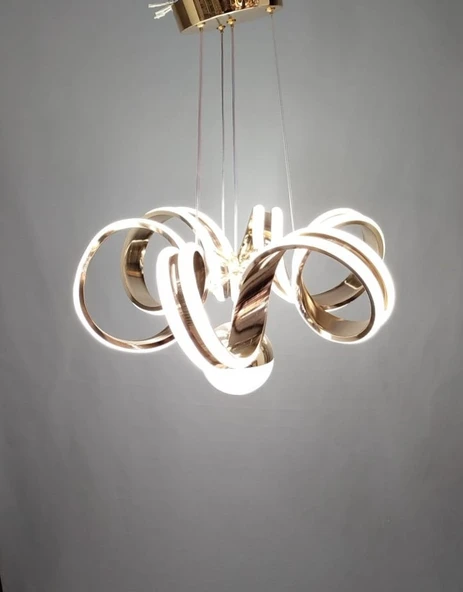 2 ŞERİTLİ MODERN LED AVİZE GOLD - 2