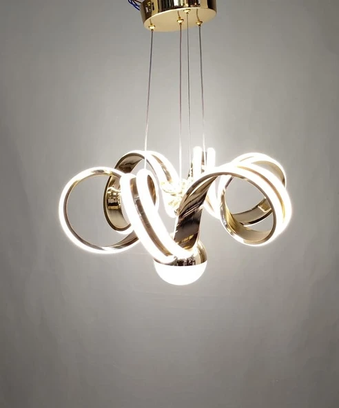 2 ŞERİTLİ MODERN LED AVİZE GOLD - 4