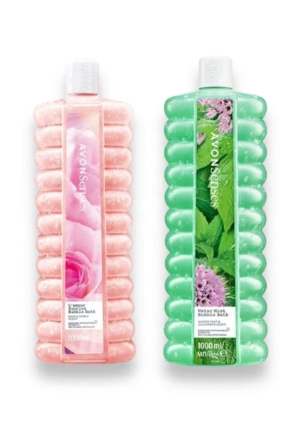 AVON Senses Lamour Sunrise Parisian Ve Senses Water Mint Bubble Bath 1 Lt Banyo Köpüğü Seti - 2
