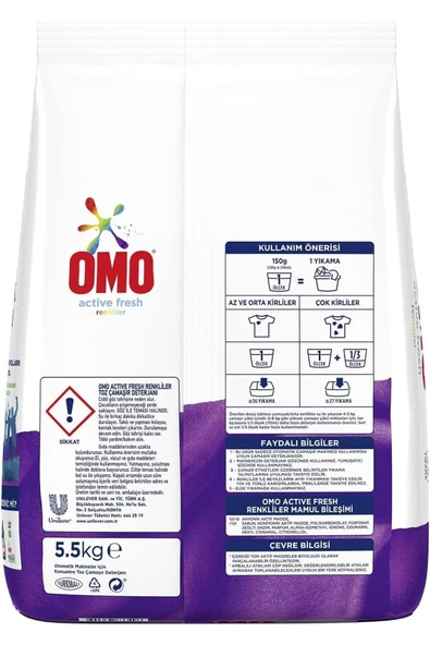 Omo Matik Active Fresh Renkliler Toz Çamaşır Deterjanı 5.5 Kg 36 Yıkama - 3