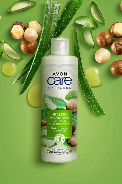 AVON Care Aloe Vera Ve Makademya Fındığı Yağı Şampuan Ve Saç Bakım Kremi 700 Ml. - 2