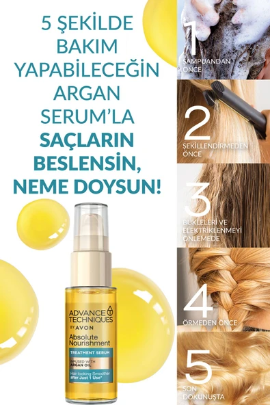 AVON Advance Techniques Argan Yağı Içeren Besleyici Saç Serumu 30 Ml. Üçlü Set - 4