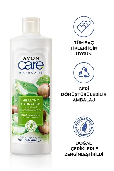 AVON Care Aloe Vera Ve Makademya Fındığı Yağı Şampuan Ve Saç Bakım Kremi 700 Ml. - 3