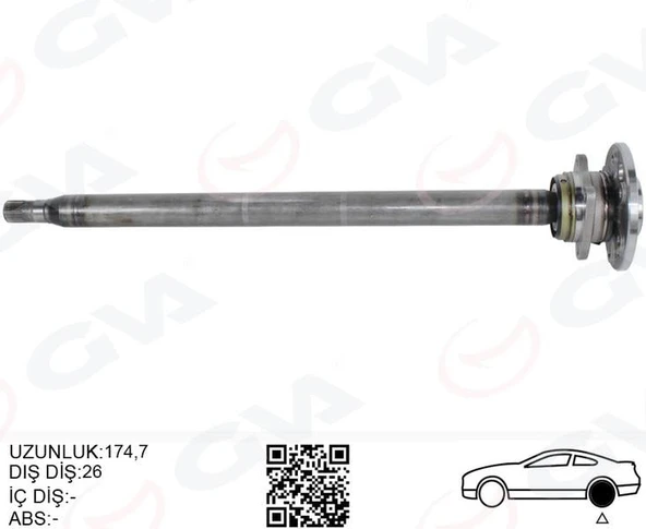 AKS MILI ARKA SAG INCE UZUN 893mm MERCEDES SPRINTER B906 . VW CRAFTER 30-35-50 Z:26-29 PORYALI