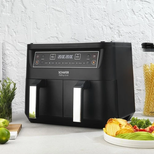 Schafer Fit Fry Dual Dijital Airfryer/sıcak Hava Fritözü Çok Amaçlı Pişirici-Siyah