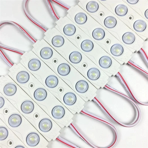 Beyaz Modül Mercekli 3 Ledli Kablolu Parmak Led 12 v 5 adet - 2
