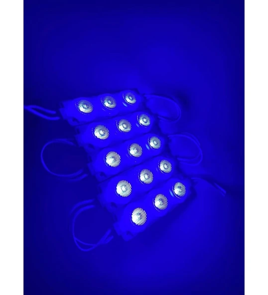 Modül 3 Led 3W Kablolu Parmak Led  5 adet Mavi Renk