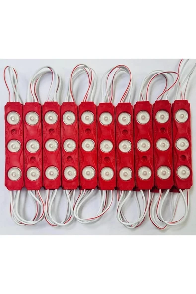 Kırmızı Modül Mercekli 3 Ledli Kablolu Parmak Led 12 v 5 adet - 2
