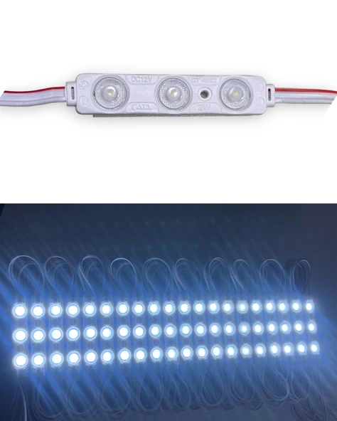Beyaz 3 Ledli Kablolu Parmak Led 12 v 5 adet