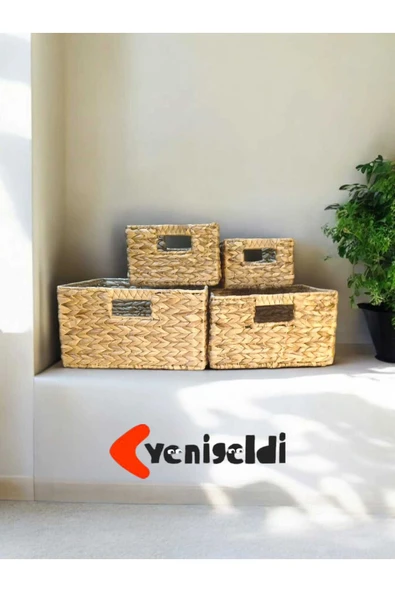 Yenigeldi 4 ADET Hasır Saklama Sepeti, Düzenleme için Saklama Sepetleri yen2400274