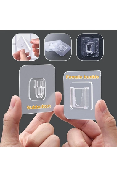 Yenigeldi 2 Set Çok Güçlü Kendinden Yapışkanlı Eşya Sabitleme Askısı Geçmeli Klips yzmk - 3