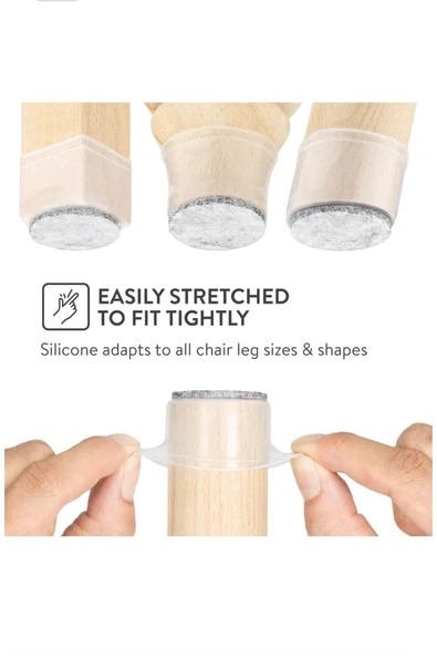 Yenigeldi 4 Adet (15mm -17mm ) Keçeli Ses Önleyen Sandalye Pabuç Mobilya Pabuc Zemin Koruyucu - 2