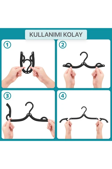 Yenigeldi 8 Adet Katlanabilir Seyahat Askısı Foldable Hanger - 3