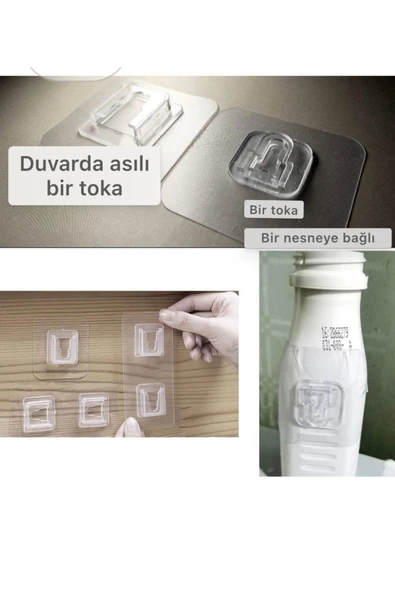Yenigeldi 1 Set Çok Güçlü Kendinden Yapışkanlı Eşya Sabitleme Askısı Geçmeli Klips yzmk - 3
