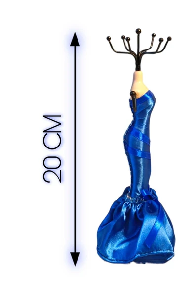 Yenigeldi Mavi Renk (20 CM) Moda Heykel Şeklinde Takı Standı, Takılık, Küpelik, Takı Dolabı Düzenleyici
