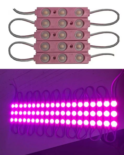 Pembe 3 Ledli Kablolu Parmak Led 12 v 5 adet