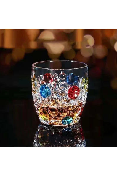 Yenigeldi 2 Adet 300 ml Küçük Vintage Kabarcıklı Bardak Viski Kokteyl  Meyva Suyu - 2