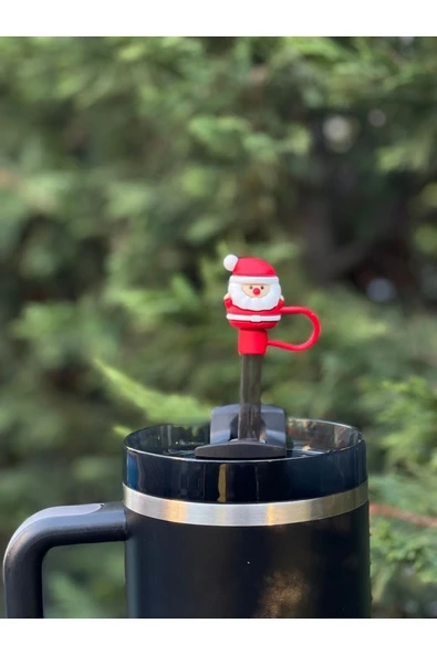 Stanley Termos Uyumlu Noel Baba Aksesuar/ Yılbaşı Konseptli Pipet Koruyucu/ Pipet Kılıfı/ Pipet Tıpası - 3