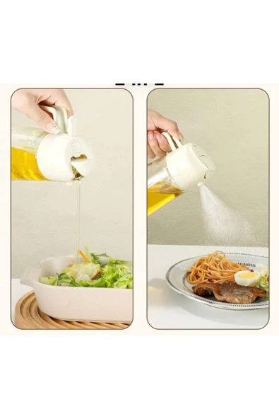 Yenigeldi 1 adet 450 ml 2'si 1 arada y21 Sprey Tasarım Yağ Dispenseri Yağlık Yağ Şişesi - 2