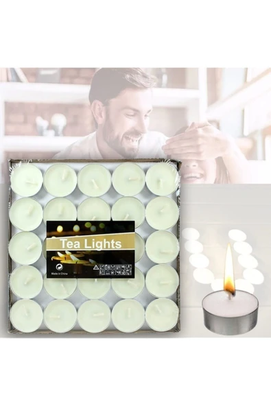 Süsle Baby Party Tealight Mum, 50 Adet, Beyaz