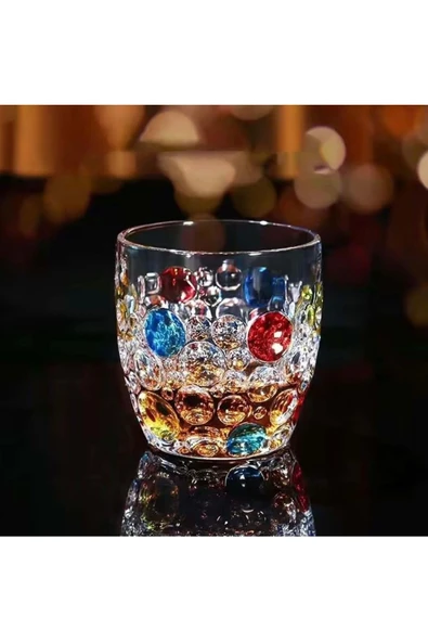 Yenigeldi 1 adet 300 ml Vintage Kabarcıklı Bardak Viski Kokteyl  Meyva Suyu - 2