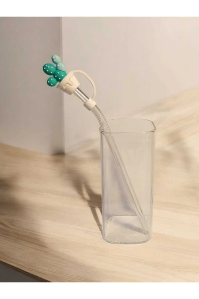 Yenigeldi (6MM) Silikon Pipet Başlıklı Pipet Ve Kare Uzun Kokteyl Kahve Bardağı