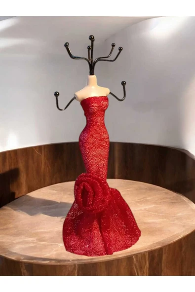 Yenigeldi Kırmızı Renk (20 CM) Moda Heykel Şeklinde Takı Standı, Takılık, Küpelik, Takı Dolabı Düzenleyici - 2
