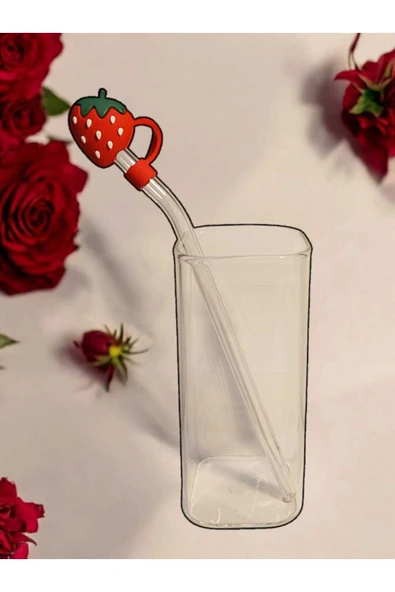 Yenigeldi (6MM) Silikon Pipet Başlıklı Pipet Ve Kare Uzun Kokteyl Kahve Bardağı