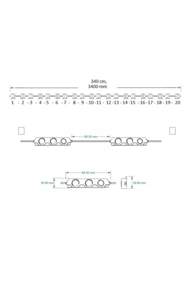 Mavi Modül Mercekli 3 Ledli Kablolu Parmak Led 12 v 5 adet - 3